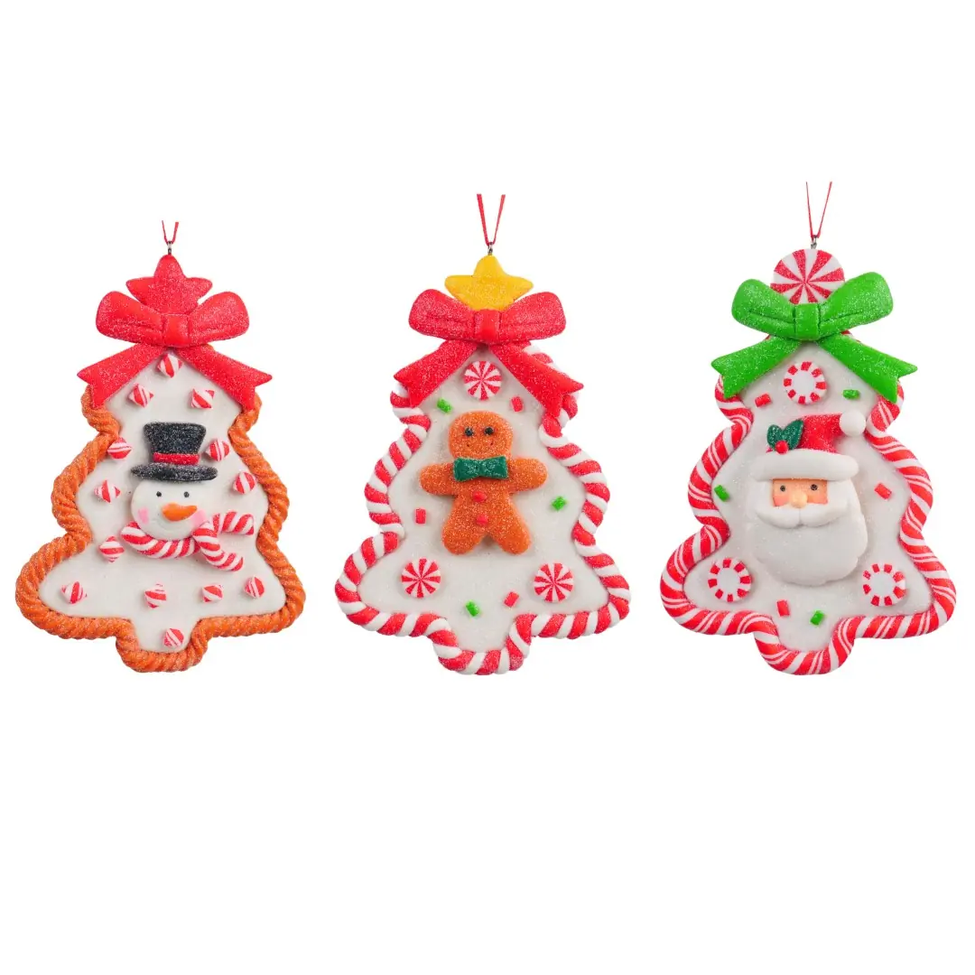 5.125 inch H Clay Dough Tree W/ Santa/ Snowman/ Gingerbread Orna 5x5x10 cm kerstornament Kurt S. Adler